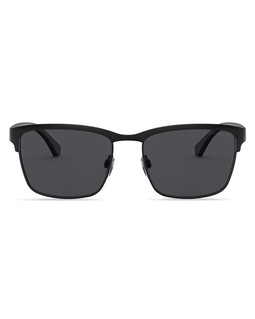 Emporio Armani Black Matte Square Sunglasses for men