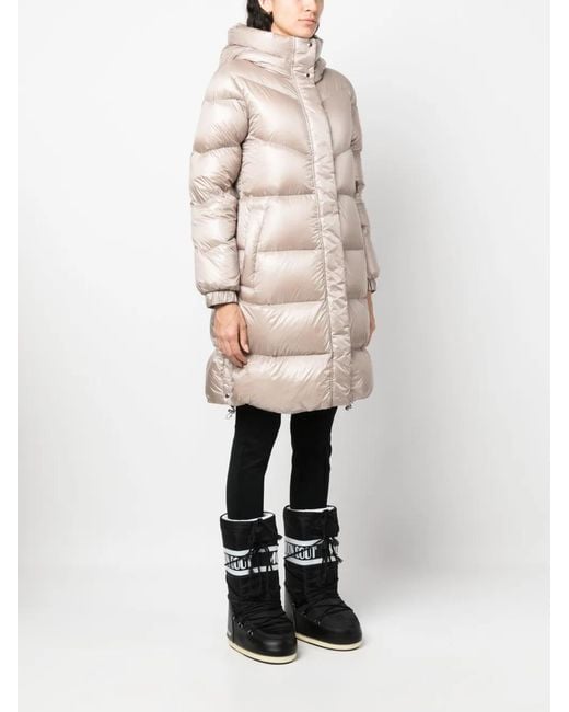 Woolrich Natural Logo-Patch Padded Hooded Coat