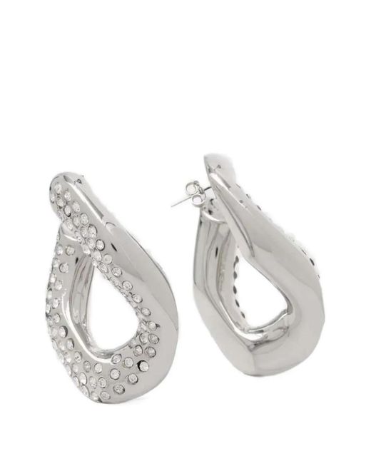 Patrizia Pepe White Crystal-Embellished Earrings