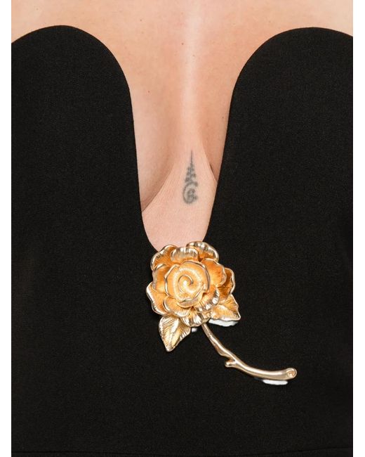 Roland Mouret Black Sweetheart Floral Dress