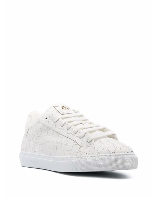 HIDE & JACK White Crocodile-Effect Low-Top Sneakers for men