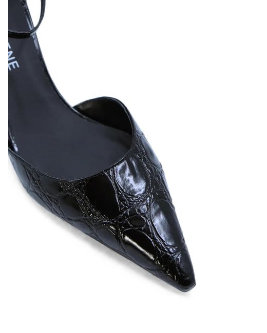 Notabene Black Crocodile-Effect Wedge Sandals