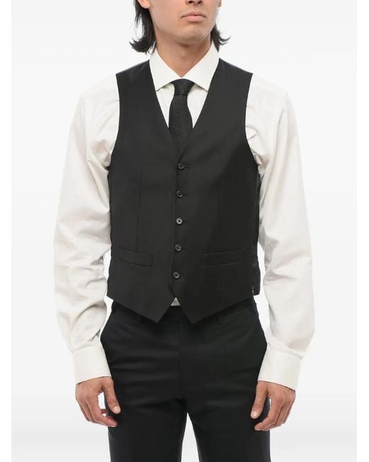 Corneliani Black Button-Front Waistcoat for men