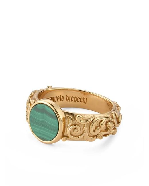 Emanuele Bicocchi White Arabesque Malachite Ring