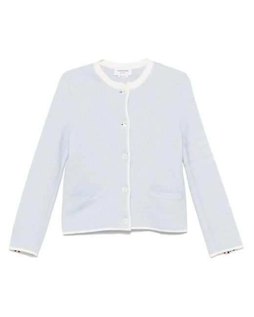 Thom Browne White Honeycomb-Knit Jacket