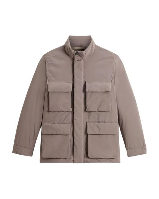 Woolrich Brown Cargo-Pocket Padded Jacket for men