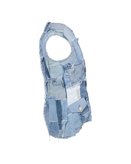 MERYLL ROGGE Blue Haut Patchwork À Bords Francs