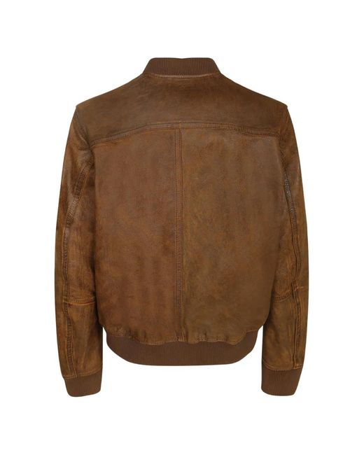 7 For All Mankind Brown Distressed-Effect Jacket for men
