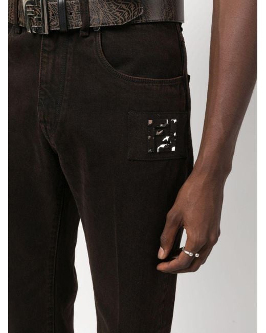 Jeans dritti a vita media di Fendi in Black da Uomo
