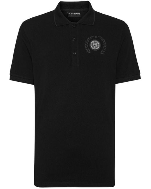 Philipp Plein Black Carbon Tiger-print Cotton Polo Shirt for men
