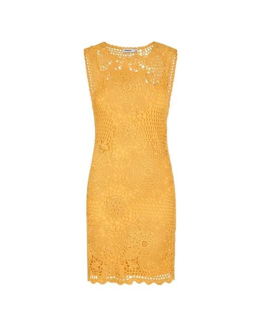 Jonathan Simkhai Yellow Fynch Crochet Cotton Mini Dress