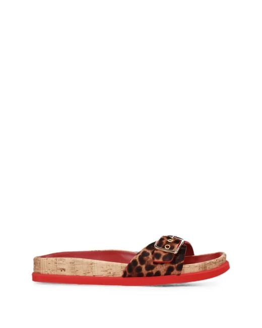 Premiata Red Leopard-Print Buckle-Detail Slides