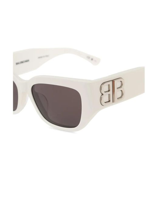 Balenciaga White Bb-Logo Sunglasses
