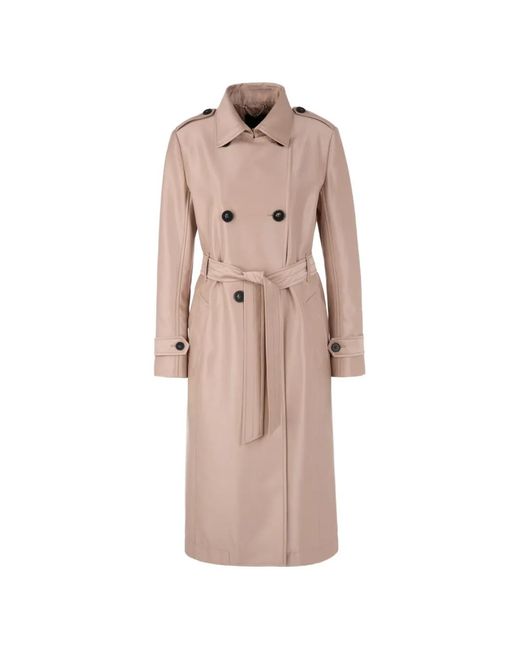 Marc Cain Natural Double-Breasted Belted Trench Coat