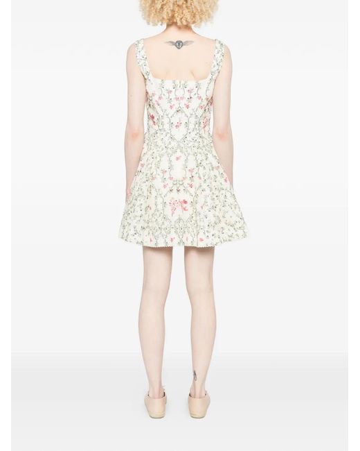 Agua Bendita White Agua Cauca Floral-Print Sweetheart-Neck Dress