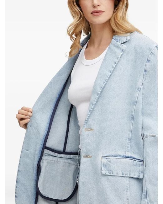 Liu Jo Blue Three-Button Denim Blazer