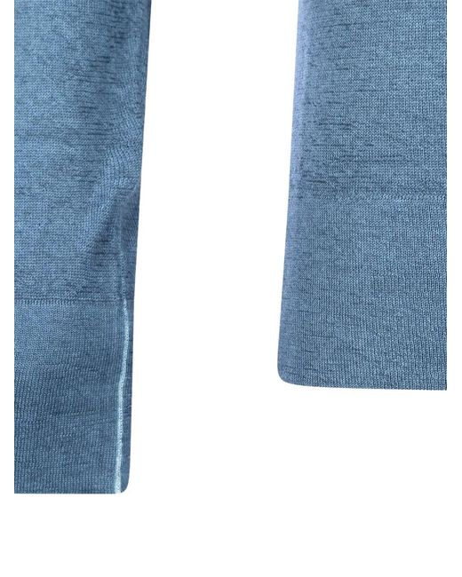 Malo Blue Fine-Knit Sweater