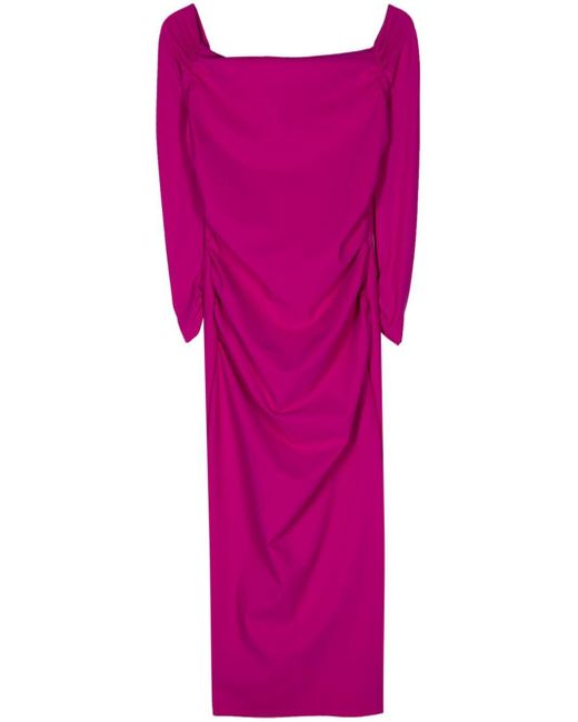 La Petite Robe Di Chiara Boni Purple Off-shoulders Pencil Midi Dress