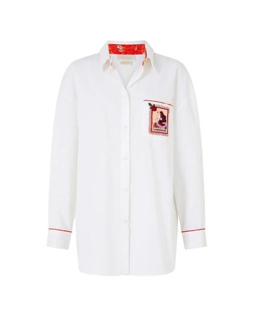 Camilla White Long-Sleeves Chest-Pocket Shirt