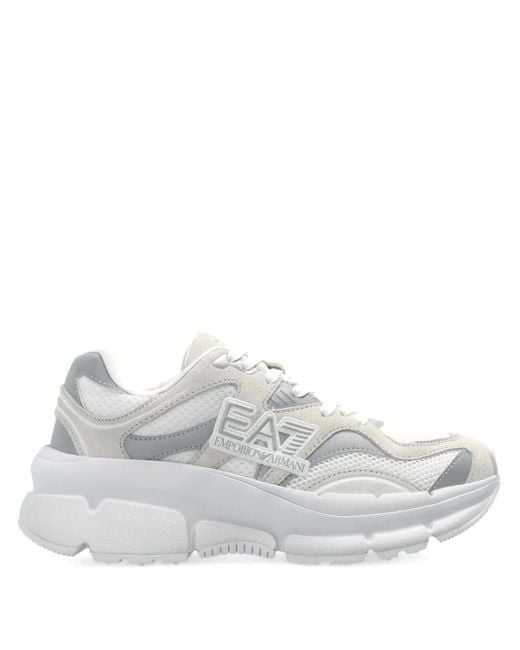Sneakers Con Placca Logo di EA7 in White
