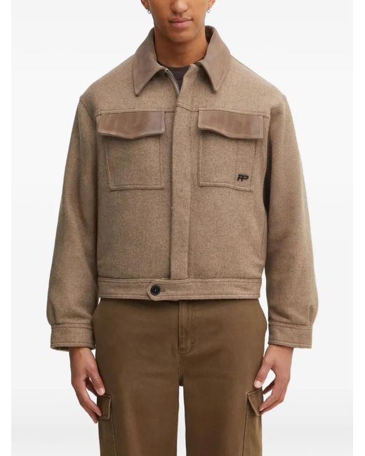 Filling Pieces Brown Box Varsity Jacket for men