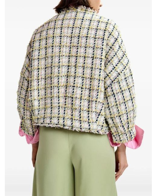 Essentiel Antwerp White Frayed-Trim Button-Up Jacket