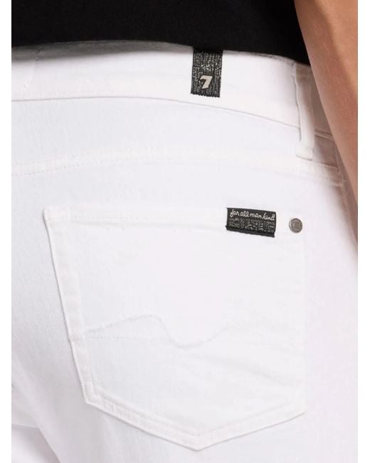 7 For All Mankind White Slim-Fit Five-Pocket Jeans for men