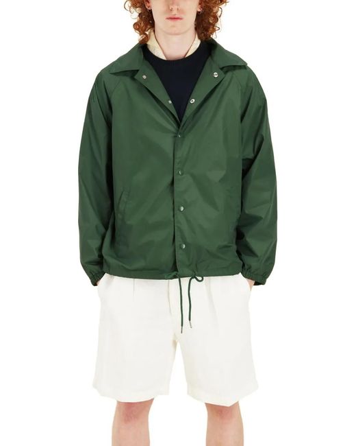 Fortela Green Coach Embroidered-Patch Drawstring Jacket for men