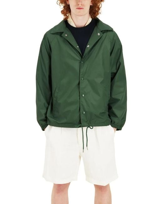 Fortela Green Coach Embroidered-Patch Drawstring Jacket for men