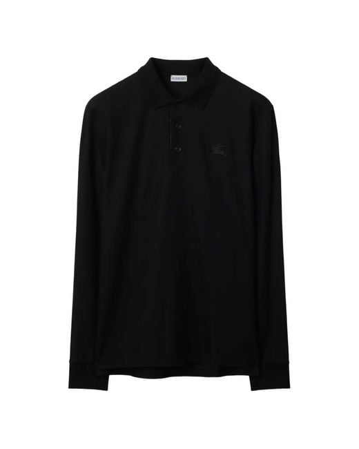 Burberry Black Long-Sleeve Cotton Polo Shirt for men