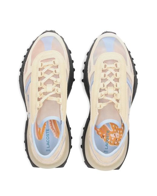 Lacoste White Baskets Elite Active À Empiècements Et Résille
