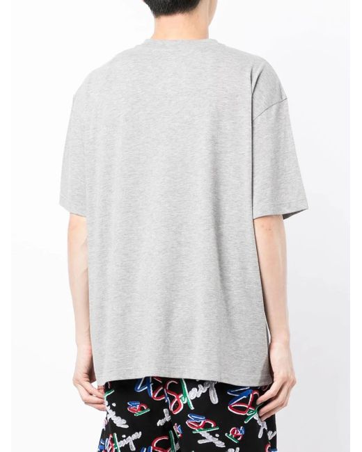 4SDESIGNS Gray Logo-Print Short-Sleeve T-Shirt for men