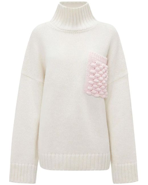 J.W. Anderson White Pullover Mit Popcorn-Patch