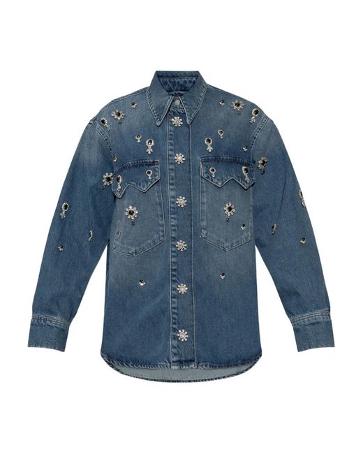 AllSaints Blue Embellished Shirt