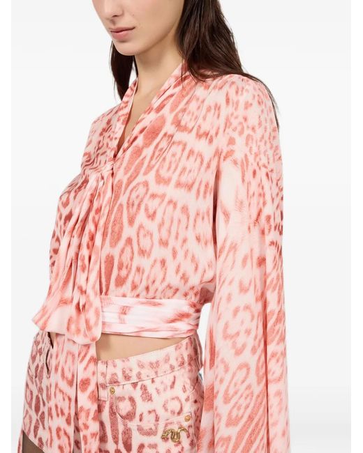 Roberto Cavalli Pink Leopard-Print Blouse