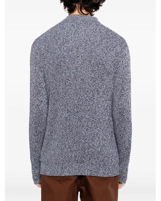 N.Peal Cashmere Gray Ribbed Polo-Collar Sweater for men