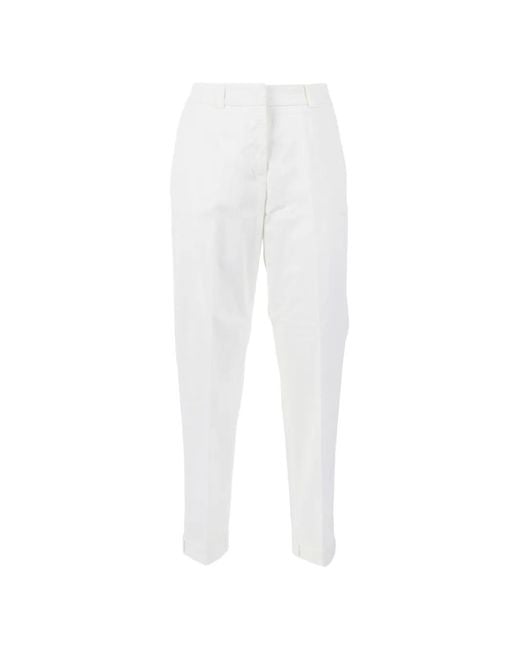 Peserico White Cuffed Tapered Trousers