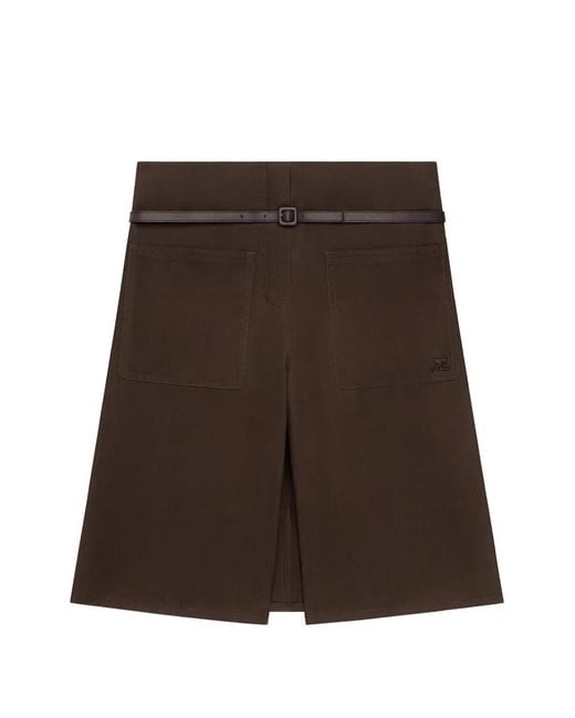 Courreges Brown Buckled Knee-Length Shorts