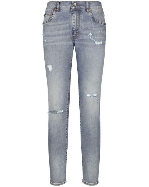 Dolce & Gabbana Slim-Fit-Jeans mit Logo-Patch in Blue für Herren