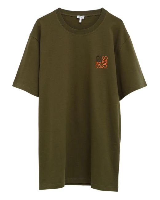 Loewe Green Anagram-Embroidered T-Shirt for men