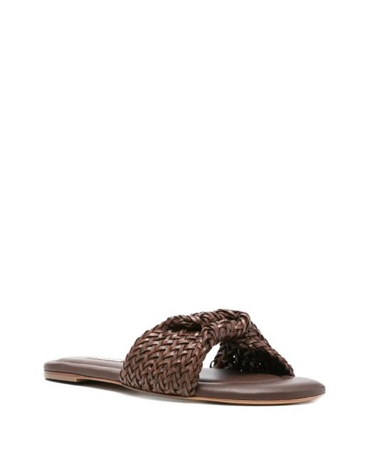Casadei White Woven Knot Slides