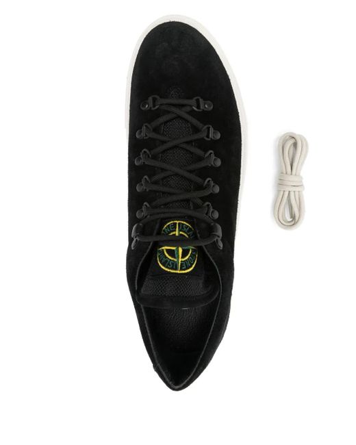 Stone Island Black Compass-Patch Sneakers for men