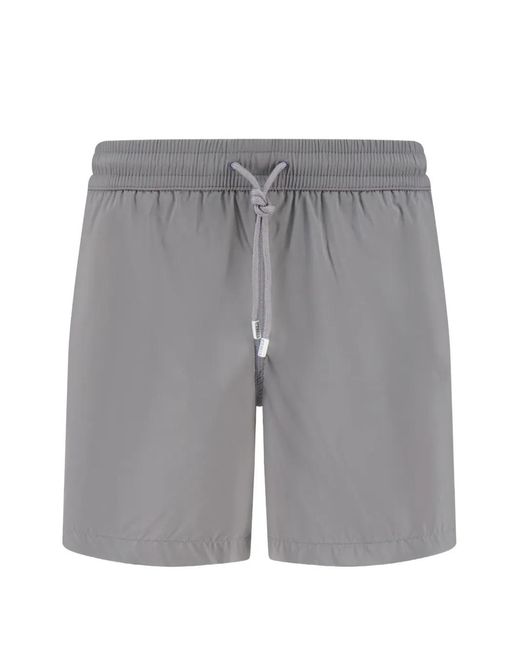 Fedeli Gray Drawstring-Fastening Swim Shorts for men