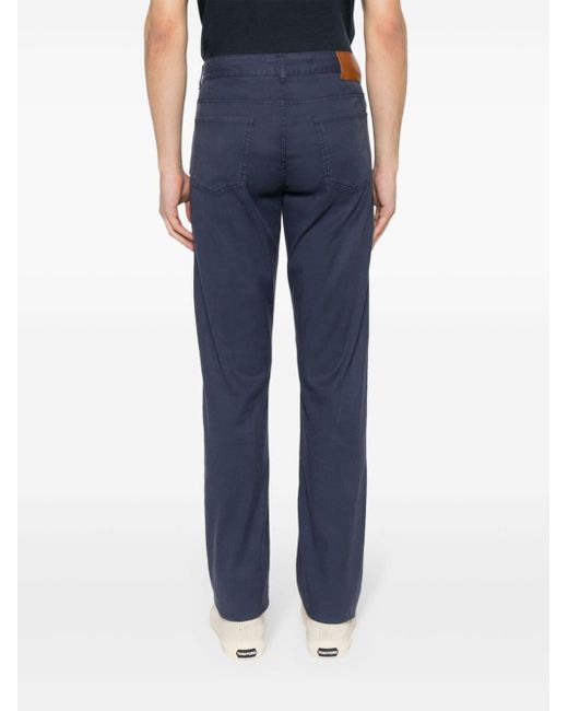 Canali Blue Twill Lyocell-blend Trousers for men