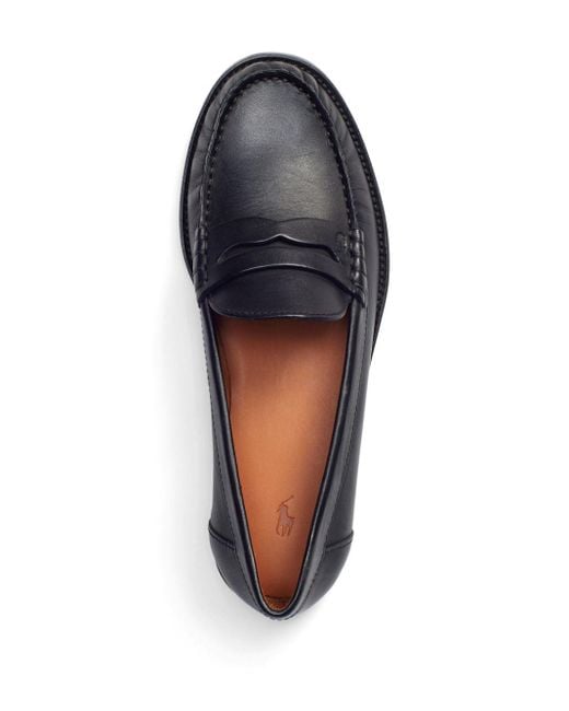 Polo Ralph Lauren Black Penny-slot Leather Loafers