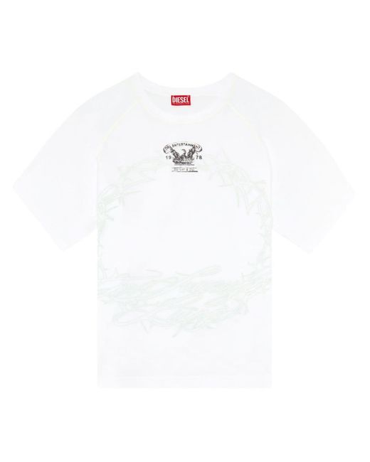 Camiseta T-Roxt-Q1 con logo estampado DIESEL de hombre de color White