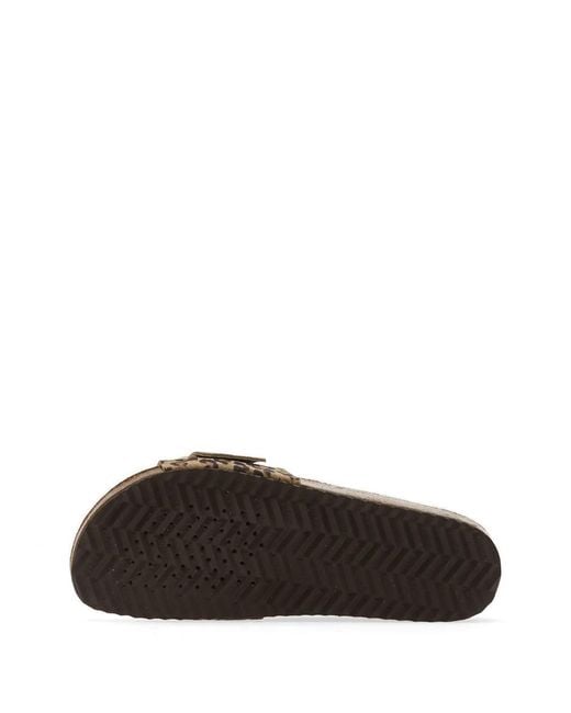 Geox Brown Brionia R Leopard-Print Buckle-Detail Slides