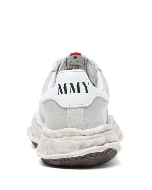 Maison Mihara Yasuhiro White Blakey Distressed-Effect Leather Sneakers