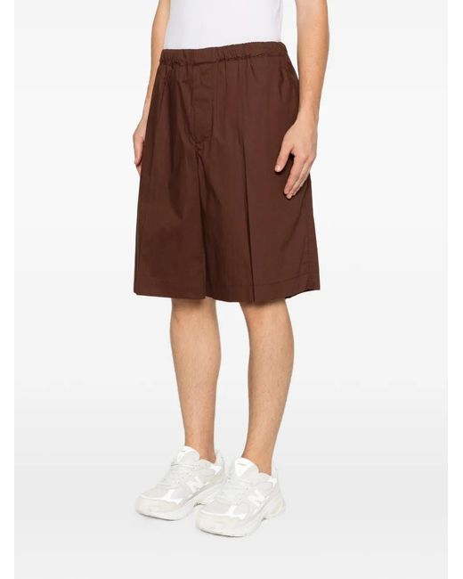 Plan C Purple Pleated Elasticated-Waist Shorts for men