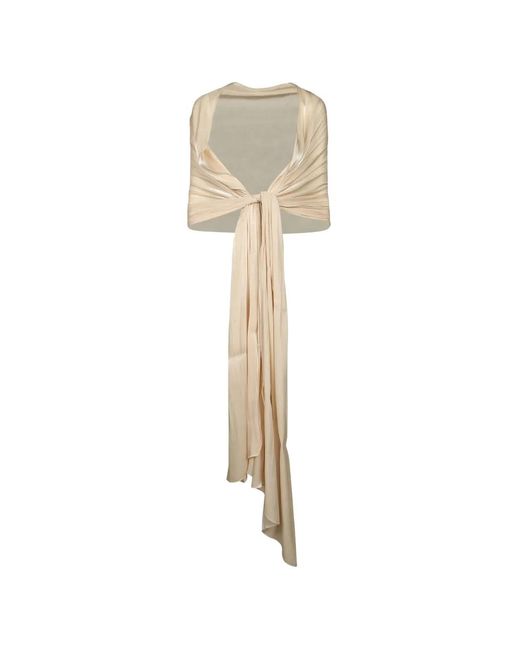 Nissa White Plissé-Effect Metallic Scarf